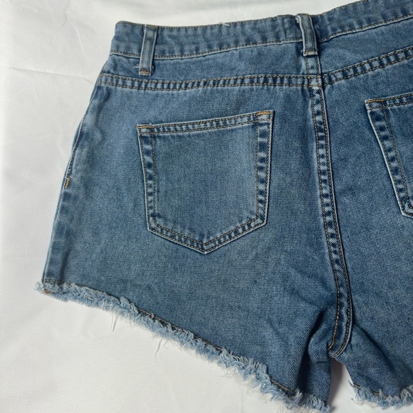 Gianni Bini Blue and Yellow Jean Shorts with Southwestern Embroidery - Picture 7 of 7